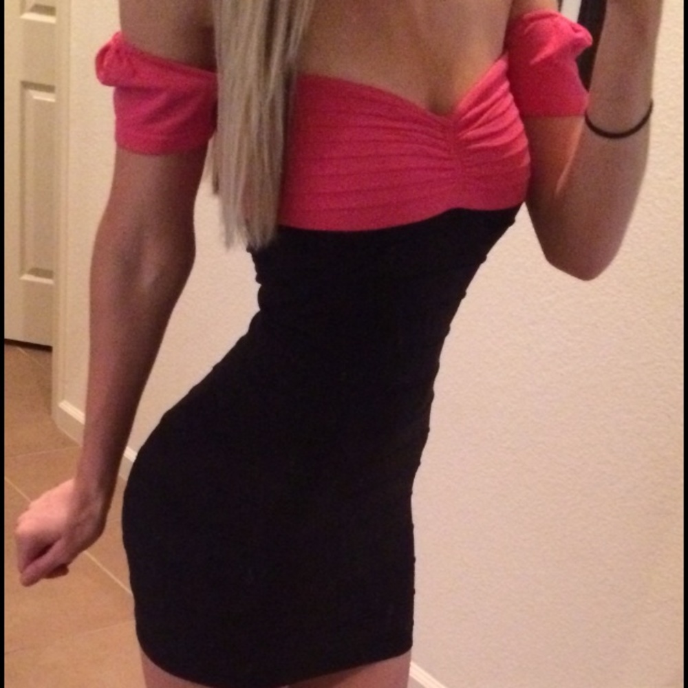 Bebe club style pink and black dress!